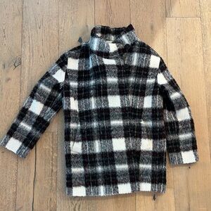 Banana Republic Italian fabric wool blend coat women small plaid red gray